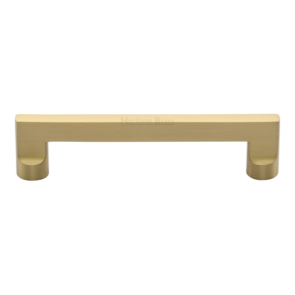 C0345 128-SB • 128 x 147 x 35mm • Satin Brass • Heritage Brass Trident Cabinet Pull Handle